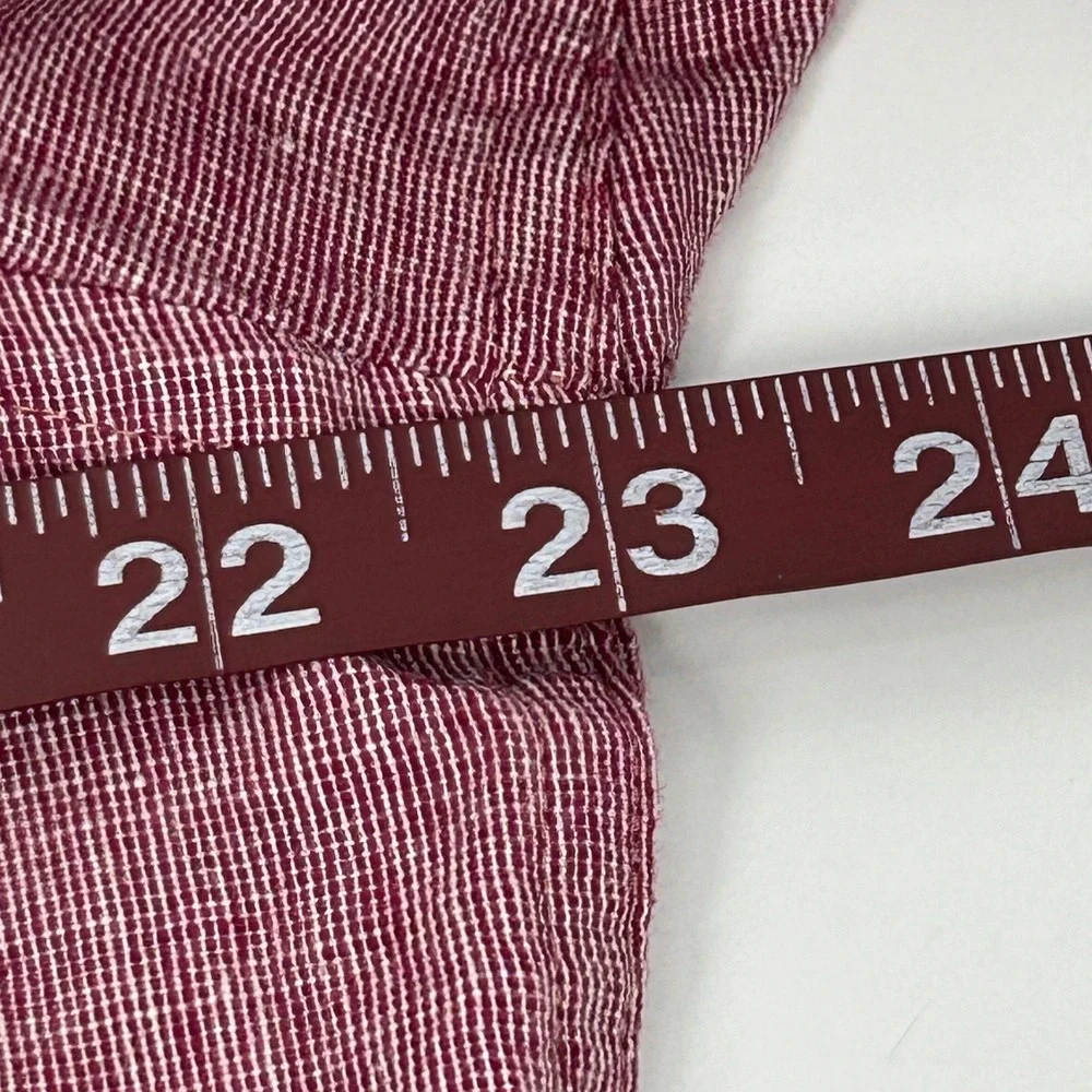 Banana Republic Shirt Men Large Red Linen Cotton Slim Fit Long Sleeve‎ Button Up